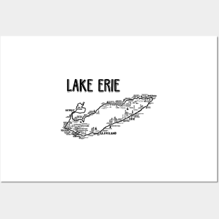 Lake Erie Map Posters and Art